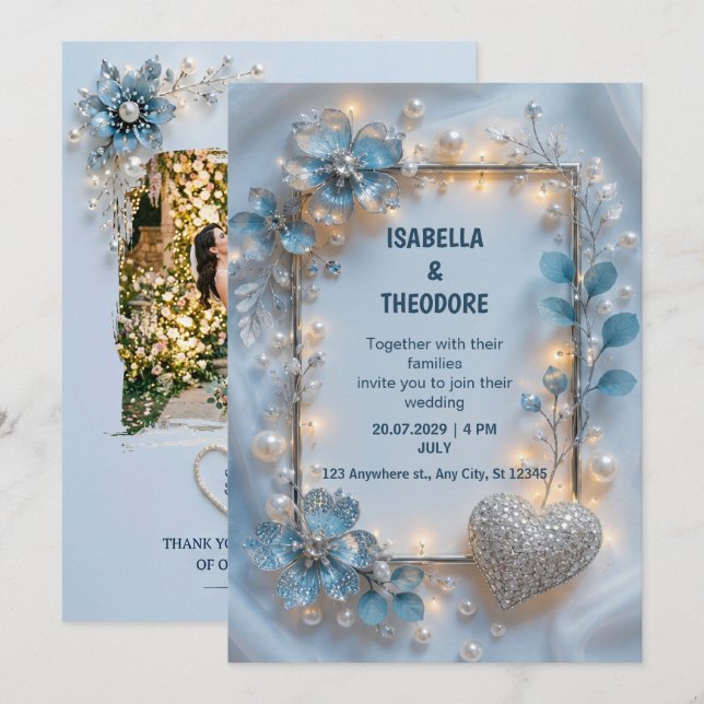 Personlig blomsterbröllopsinbjudan Anpassad  Inbjudningar (Fram/baksida)