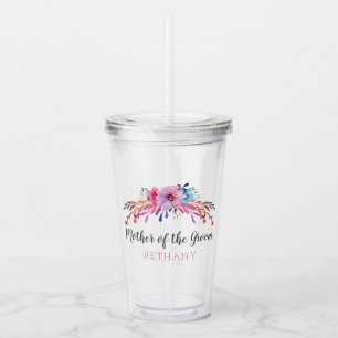 Personlig blomsterbukett till brudgummens mor take away mugg