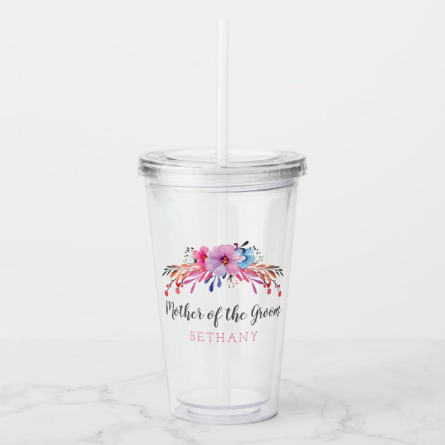 Personlig blomsterbukett till brudgummens mor take away mugg (Framsida)
