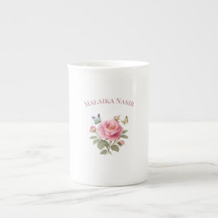 Personlig blomsterdekoration med namn på mugg El Benporslin Mugg
