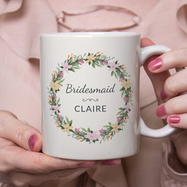 Personlig blomsterdekorerad hedersbrudmugg kaffemugg (Skapare uppladdad)