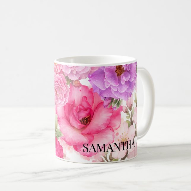 Personlig blomsterdesign kaffemugg (Framsida höger)