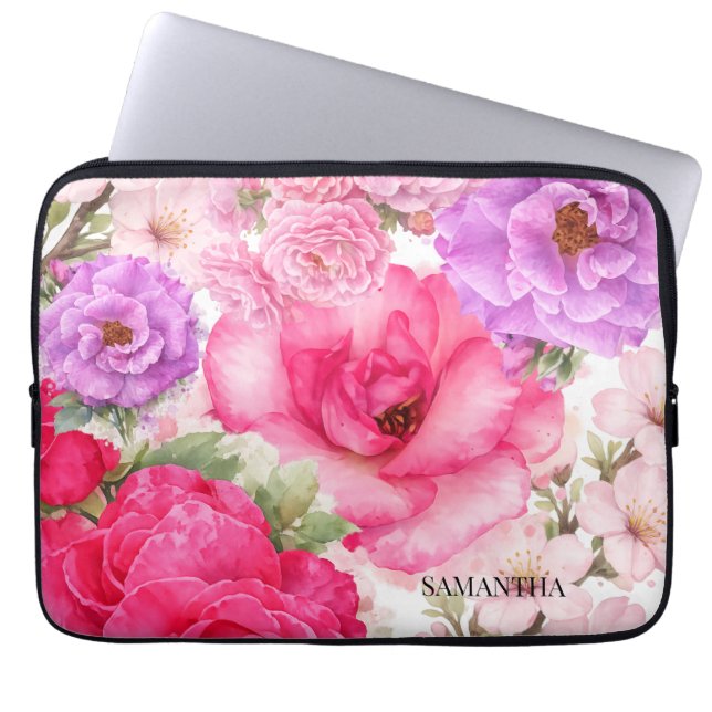 Personlig blomsterdesign laptop fodral (Framsidan)