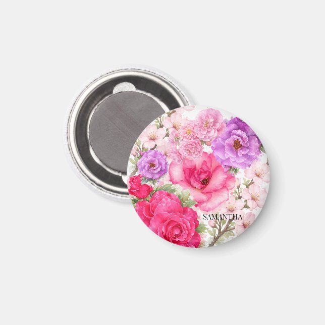 Personlig blomsterdesign magnet (Front/Back)