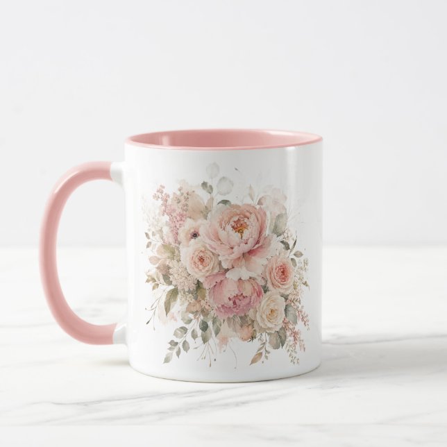 Personlig blomsterdesign med ditt namn mugg (Vänster)