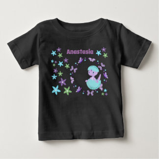 Personlig blomsterdräkt för bebisdinosaurie t shirt