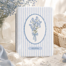 Personlig blomsterduk dusty blå ränder cottagecore