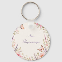 Personlig blomsterfjäril nyckelring