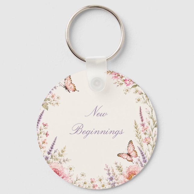 Personlig blomsterfjäril  nyckelring (Framsida)