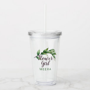 Personlig blomsterflicka bladverk take away mugg