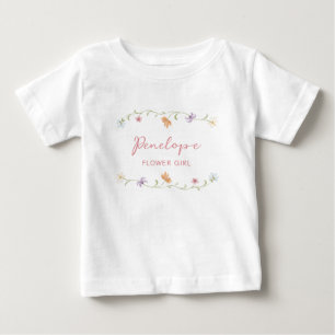 Personlig blomsterflicka Vattenfärg Blommig Bröllo T Shirt