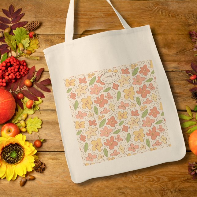 Personlig blomsterhandväsk – Present till henne Tygkasse (Personalized Floral Tote Bag)