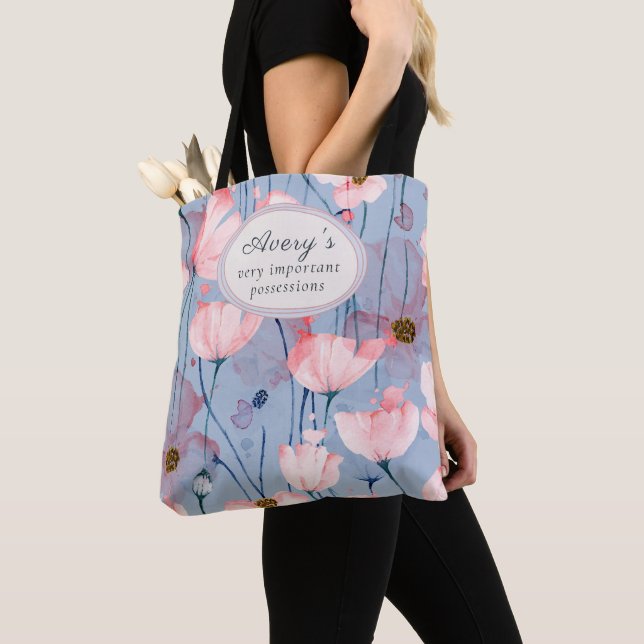Personlig blomsterhandväska, mjuk estetisk design tygkasse (Närbild)