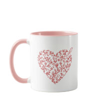 Personlig blomsterhjärtformad kaffemugg till Alla 