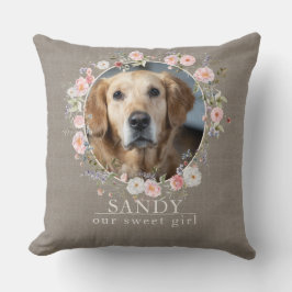 Personlig blomsterhundfoto med namn kudde