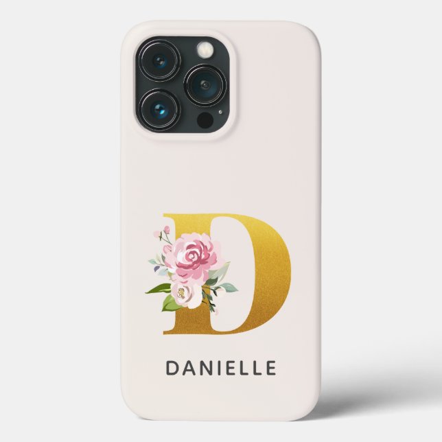 Personlig blomsterinitial bokstav D namn (Baksida)