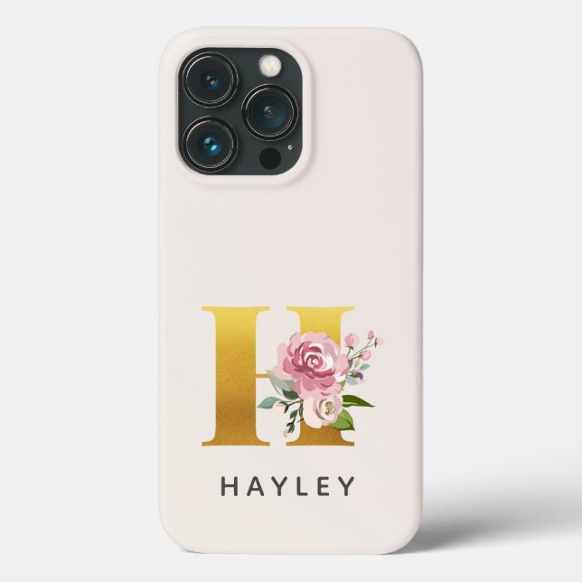 Personlig blomsterinitial med bokstaven M namn (Baksida)