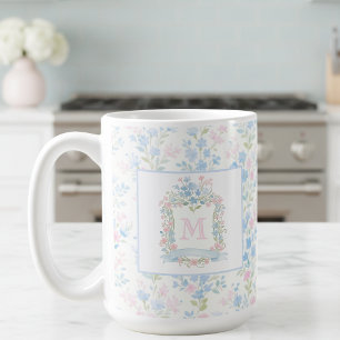 Personlig blomsterinitial mugg