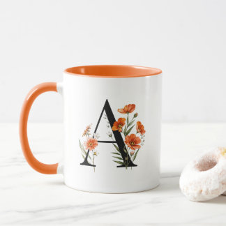 Personlig blomsterinitial mugg
