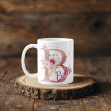 Personlig blomsterinitial mugg – Bokstav B