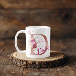 Personlig blomsterinitial mugg – Bokstav D