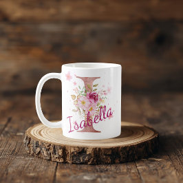 Personlig blomsterinitial mugg – Bokstav I