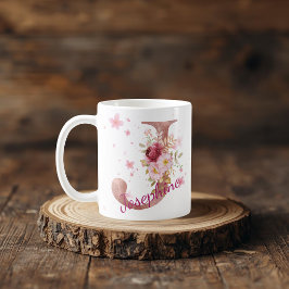 Personlig blomsterinitial mugg – Bokstav J