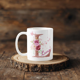 Personlig blomsterinitial mugg – Bokstav L