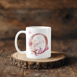Personlig blomsterinitial mugg – Bokstav O