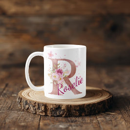 Personlig blomsterinitial mugg – Bokstav R