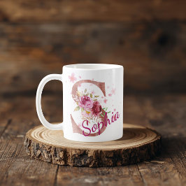 Personlig blomsterinitial mugg – Bokstav S