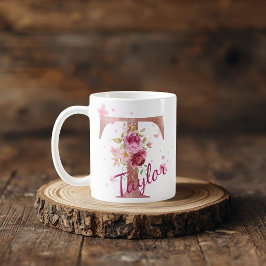Personlig blomsterinitial mugg – Bokstav T