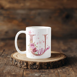 Personlig blomsterinitial mugg – Bokstav U