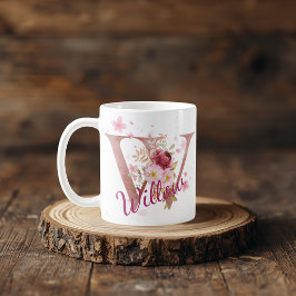 Personlig blomsterinitial mugg – Bokstav W