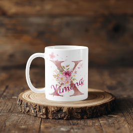 Personlig blomsterinitial mugg – Bokstav X