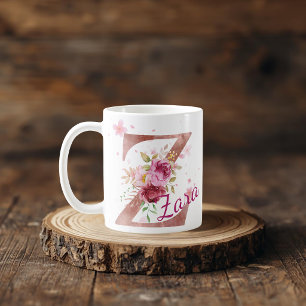 Personlig blomsterinitial mugg – Bokstav Z