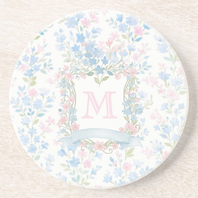 Personlig blomsterinitial sandstensundersats underlägg (Framsidan)