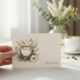 Personlig blomsterkaffemugg anteckningskort