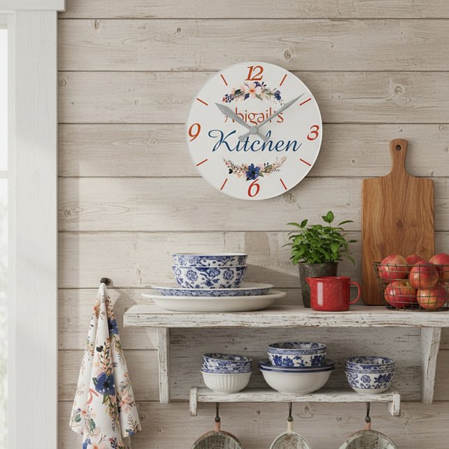 Personlig blomsterköksdesign rund klocka (Skapare uppladdad)