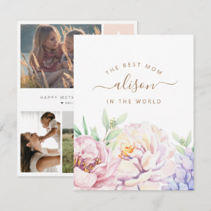 Personlig blomsterkort med foto för mamma julkort