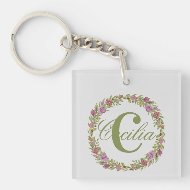 Personlig blomsterkrans efternamn monogram (Framsidan)