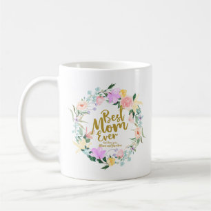 Personlig blomsterkrans för den bästa mamman någon kaffemugg