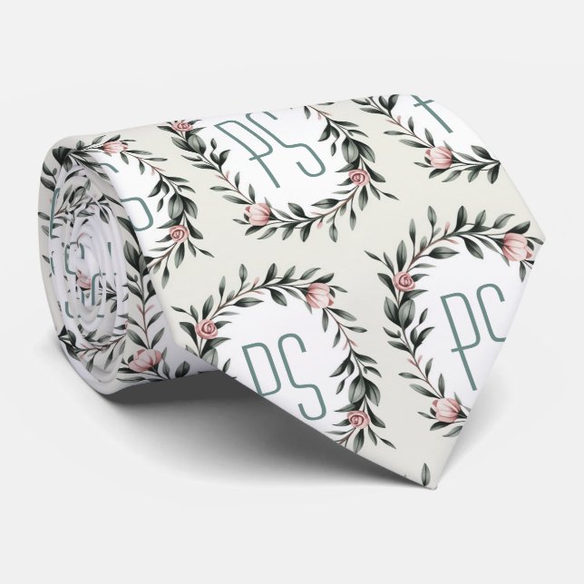 Personlig blomsterkrans monogram slips (Rullad)