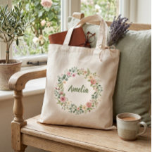 Personlig blomsterkrans shoppingväska | Anpassat n