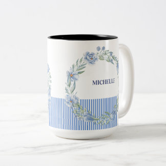 Personlig blomsterkransmugg  Två-Tonad mugg
