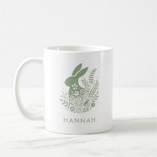 Personlig blomsterpåskkanin kaffemugg