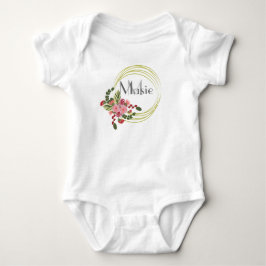 Personlig blomsterroskrans Baby Onesie T Shirt