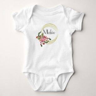 Personlig blomsterroskrans Baby Onesie T Shirt