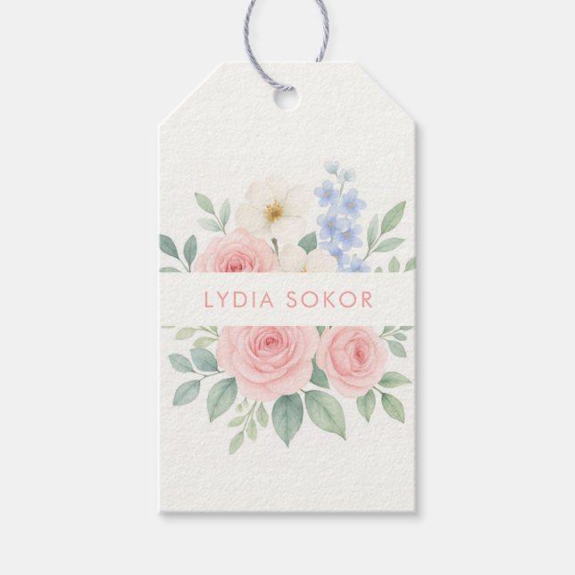 Personlig blomstervattenfärgpresentetikett presentetikett (Framsidan)