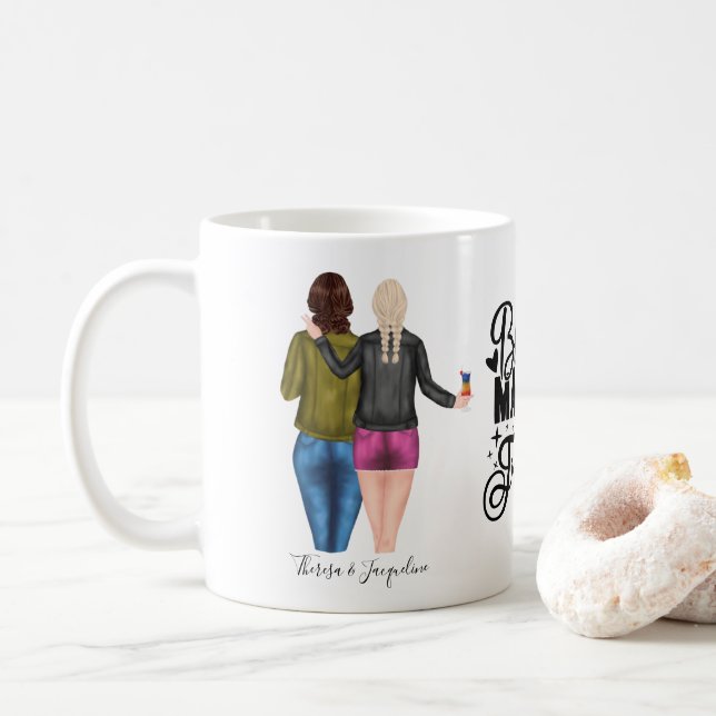 Personlig Blonde Brunette Bästa vänner Kaffemugg (Med munk)